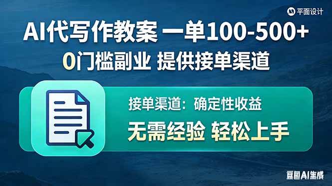 （17538期）AI代写作教案，一单100-500+，提供接单渠道，0门槛副业！-尤课网创