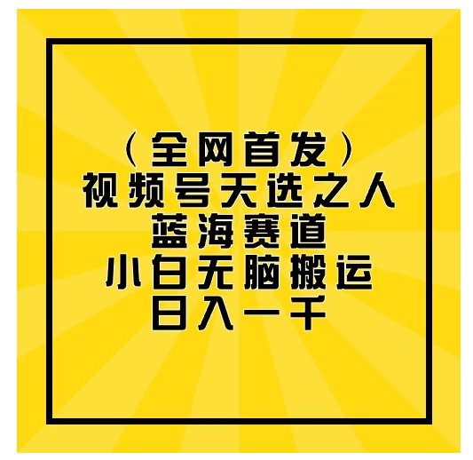 全网首发，视频号天选之人蓝海赛道，小白无脑搬运日入一千-尤课网创