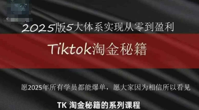 TikTok跨境2025淘金秘籍，​2025TikTok从0到盈利变现-尤课网创