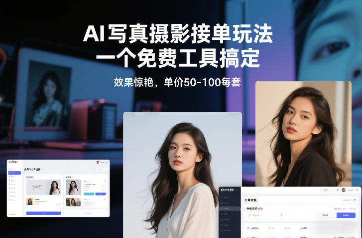 AI写真摄影接单玩法，一个免费工具搞定，效果惊艳，单价50-100每套-尤课网创