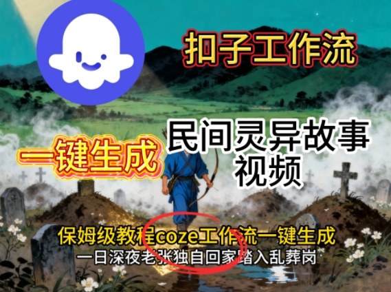 Coze扣子工作流一键生成民间灵异故事视频，保姆级教程搭建教学-尤课网创