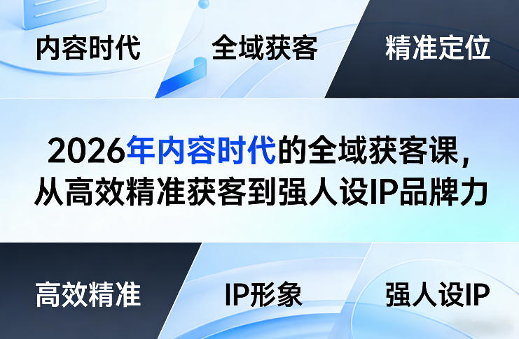 2026年内容时代的全域获客课，从高效精准获客到强人设IP品牌力-尤课网创