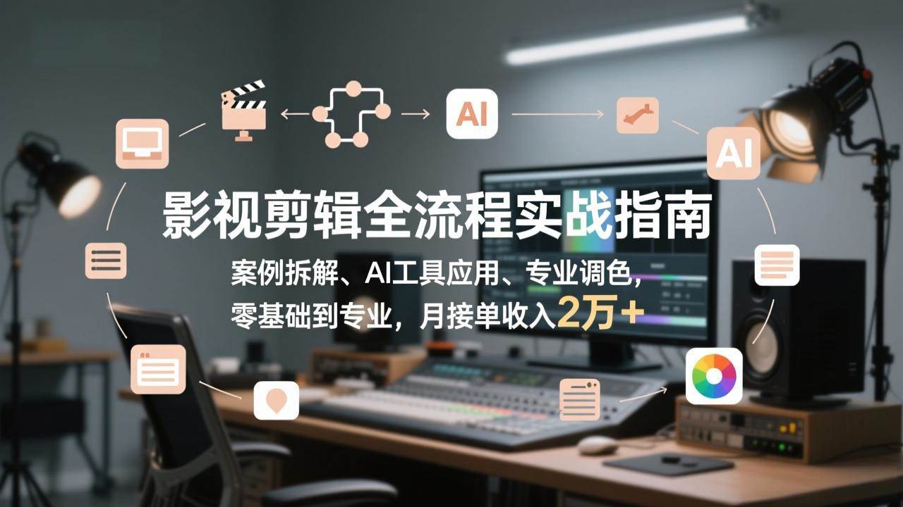 （17338期）影视剪辑全流程实战指南，案例拆解、AI工具应用、专业调色，零基础到专业，月接单收入2万+-尤课网创