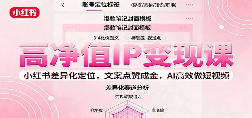 高净值IP变现课：小红书差异化定位，文案点赞成金， AI高效做短视频-尤课网创