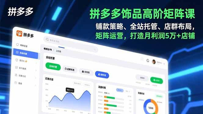 （16915期）拼多多饰品高阶矩阵课，铺款策略、全站托管、店群布局，矩阵运营，打造月利润5万+店铺-尤课网创