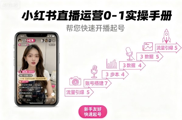 小红书直播运营0-1实操手册，帮您快速开播起号-尤课网创