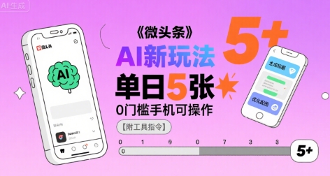 微头条AI新玩法，小白单日5张+，0门槛手机可操作【附工具指令】-尤课网创