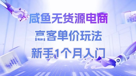 咸鱼无货源电商，高客单价玩法，新手1个月入门-尤课网创
