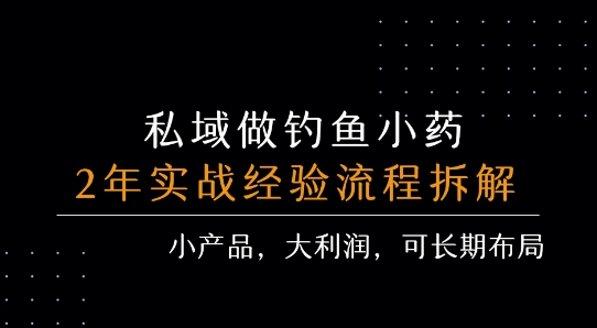 私域做钓鱼小药 每单利润3张+ 详细流程拆解-尤课网创