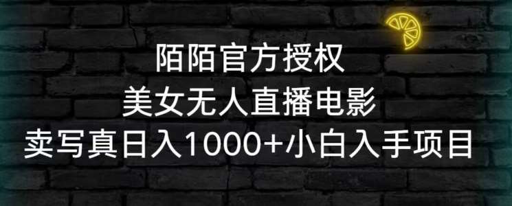 陌陌官方授权美女无人直播电影，卖写真日入1000+小白入手项目【揭秘】-尤课网创