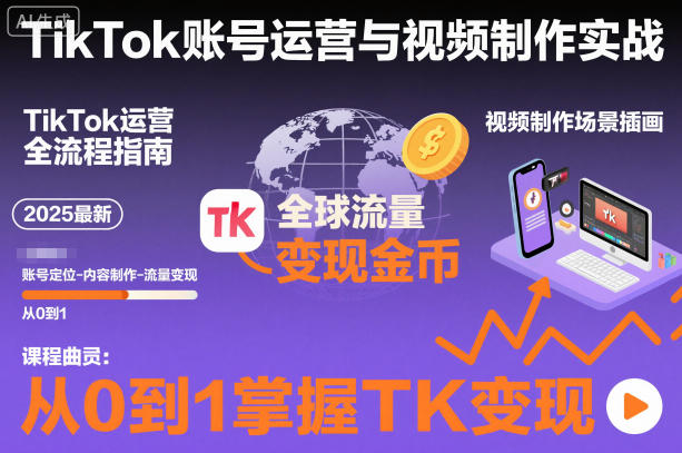 2025最新TikTok账号运营与视频制作实战全流程，从0到1掌握TK变现（含11月最新TK搬运技术）-尤课网创