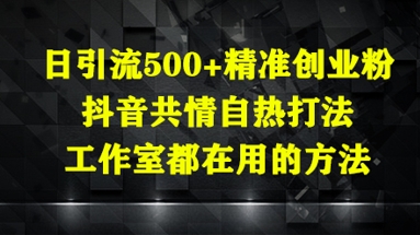 日引流500+精准创业粉，抖音共情自热打法，工作室都在用的方法-尤课网创