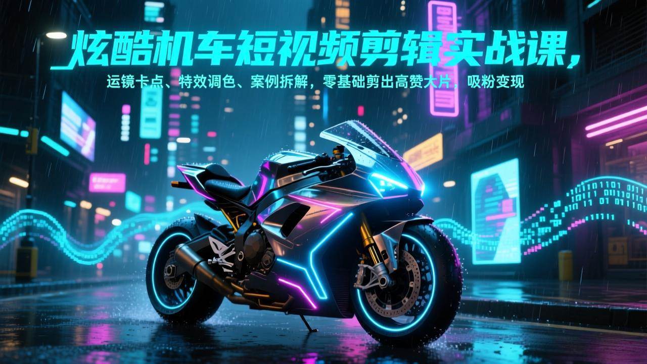 (17304期)炫酷机车短视频剪辑实战课,运镜卡点、特效调色、案例拆解,零基础剪出高赞大片,吸粉变现-尤课网创