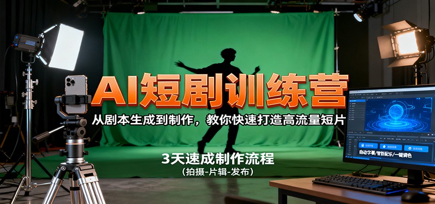 AI短剧训练营，从剧本生成到制作，教你快速打造高流量短片-尤课网创