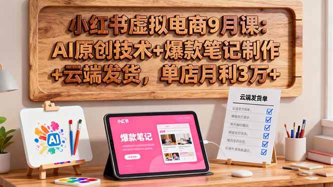 （16287期）小红书虚拟电商9月课：AI原创技术+爆款笔记制作+云端发货，单店月利3万+-尤课网创