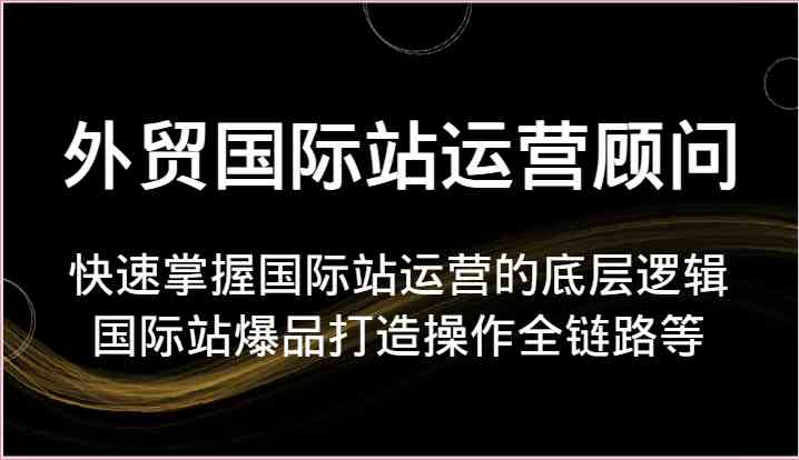 外贸国际站运营顾问-快速掌握国际站运营的底层逻辑，国际站爆品打造操作全链路等-尤课网创