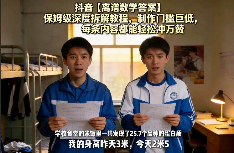 抖音【离谱数学答案】保姆级深度拆解教程,制作门槛巨低,每条内容都能轻松冲万赞,附详细步骤 抖音【离谱数学答案】保姆级深度拆解教程,制作门槛巨低,每条内容都能轻松冲万赞,附详细步骤