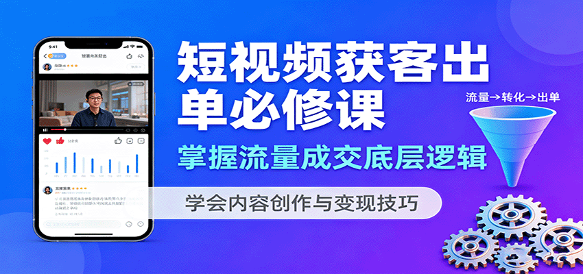 短视频获客出单必修课：掌握流量成交底层逻辑，学会内容创作与变现技巧-尤课网创