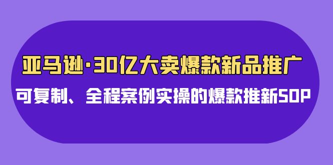 亚马逊30亿大卖爆款新品推广，可复制、全程案例实操的爆款推新SOP-尤课网创