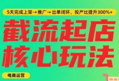 淘宝截流快速起店玩法，掌握暴力快速起店的流程，5天完成上架-推广-出单闭环-尤课网创