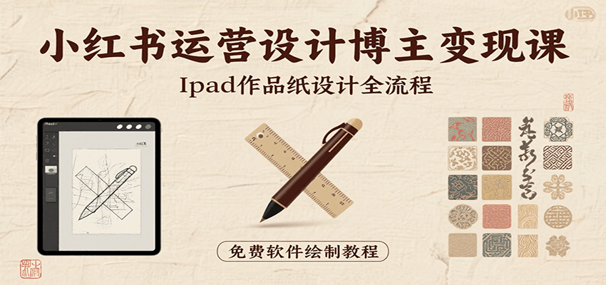 小红书运营设计博主变现课：iPad 上手作品纸设计，含全流程及细节技巧，避坑少绕路-尤课网创