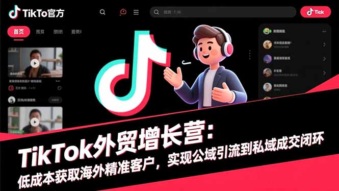 TikTok外贸增长营：低成本获取海外精准客户，实现公域引流到私域成交闭环-尤课网创