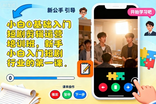 小白0基础入门短剧剪辑运营培训班，新手小白入门短剧行业的第一课-尤课网创