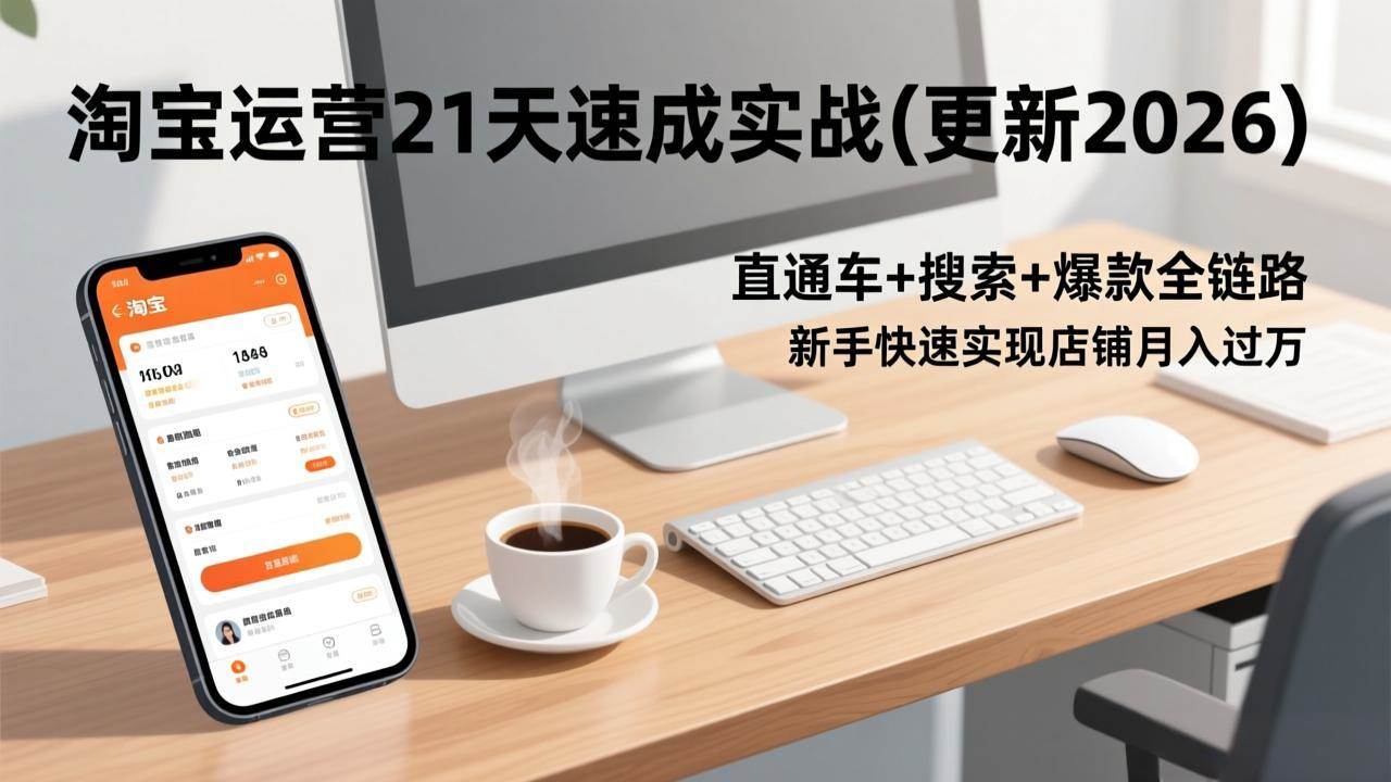 （17201期）淘宝运营21天速成实战(更新2026)，直通车+搜索+爆款全链路，新手快速实现店铺月入过万-尤课网创