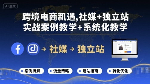 跨境电商新机遇，社媒+独立站，实战案例教学+系统化教学-尤课网创