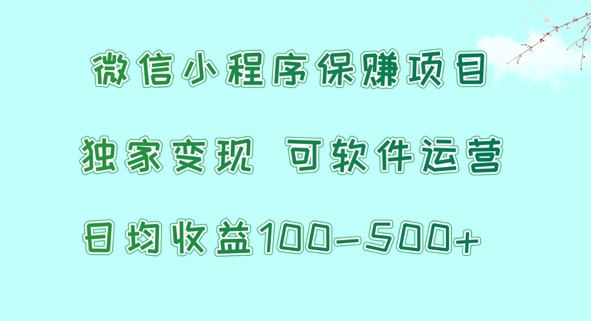 微信小程序保赚项目，日均收益100~500+，独家变现，可软件运营-尤课网创
