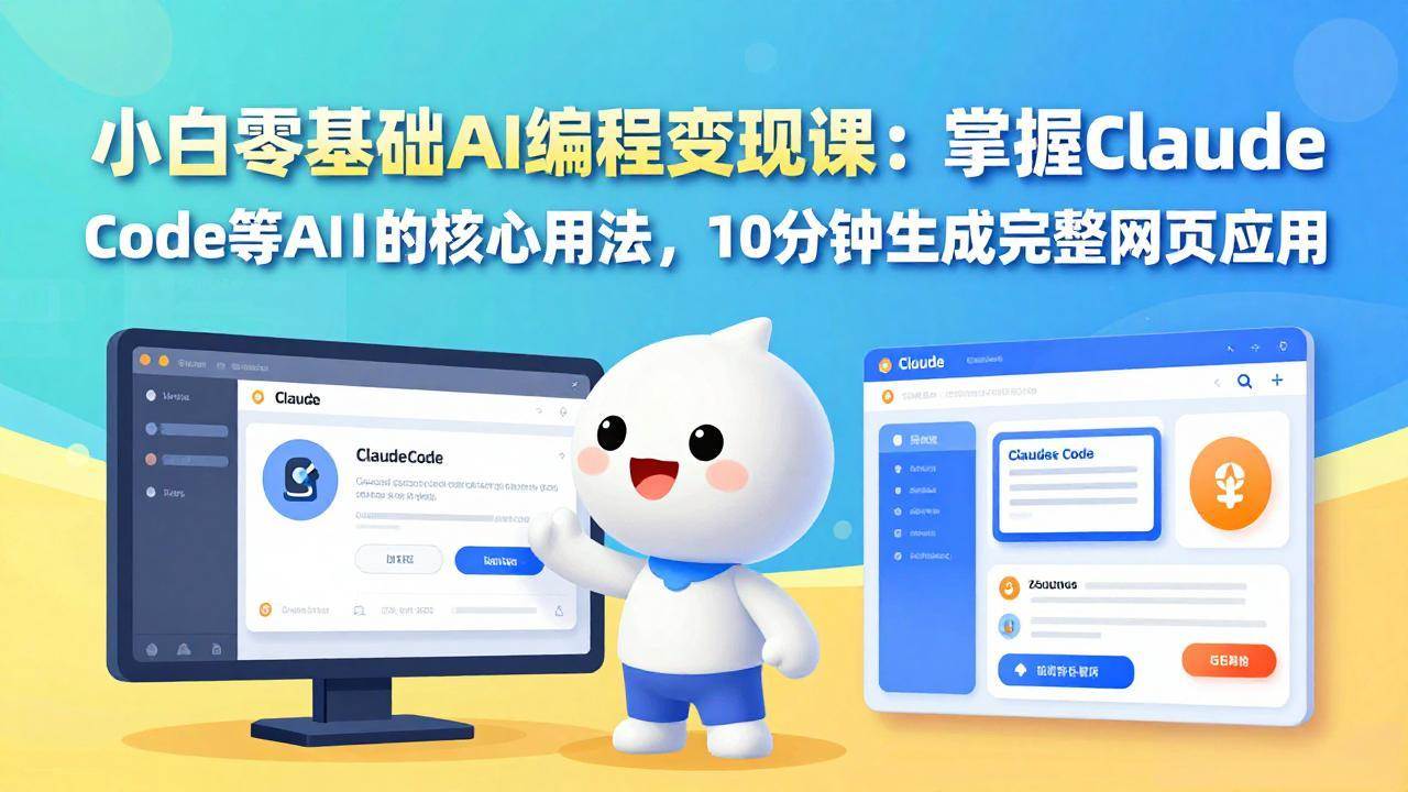 （17562期）小白零基础AI编程变现课：掌握Claude Code等AI工具的核心用法，10分钟生成完整网页应用-尤课网创