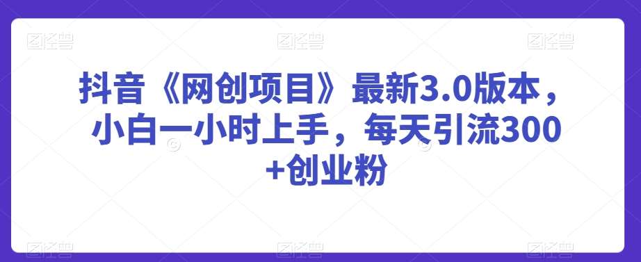 抖音网创项目3.0最新版本，每天引流300+，小白一小时上手没有任何难度-尤课网创