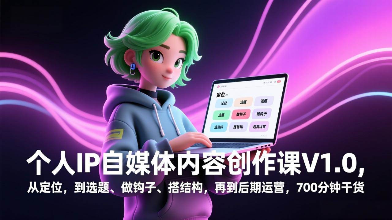（17331期）个人IP自媒体内容创作课V1.0，从定位，到选题、做钩子、搭结构，再到后期运营，700分钟干货-尤课网创