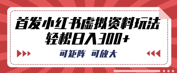 首发小红书虚拟资料玩法，可矩阵，可放大，轻松日入3张-尤课网创