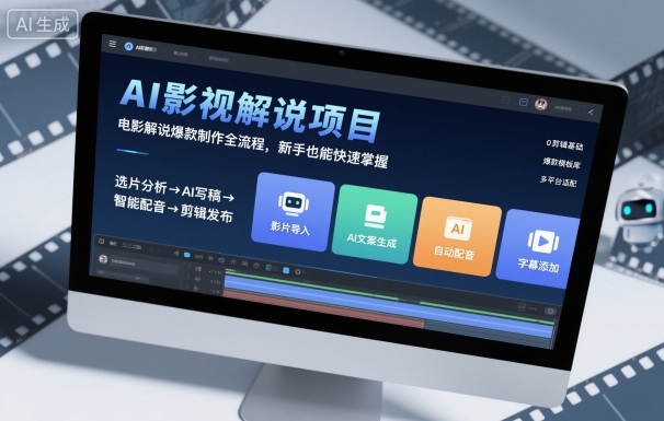 AI影视解说项目，电影解说爆款制作全流程，新手也能快速掌握-尤课网创