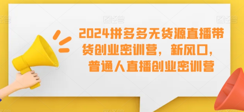 2024拼多多无货源直播带货创业密训营，新风口，普通人直播创业密训营-尤课网创