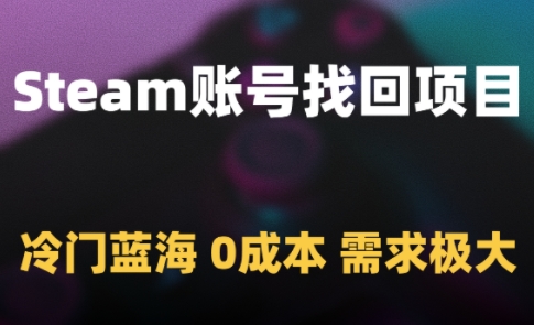 Steam账号找回项目，冷门蓝海，0成本，需求极大-尤课网创
