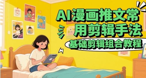AI漫画推文常用剪辑手法，基础剪辑组合教程-尤课网创