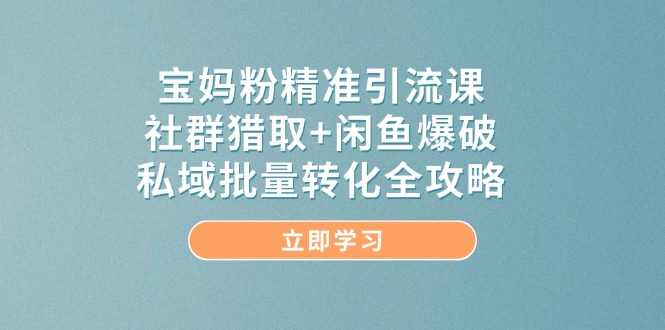 宝妈粉精准引流课，社群猎取+闲鱼爆破，私域批量转化全攻略-尤课网创