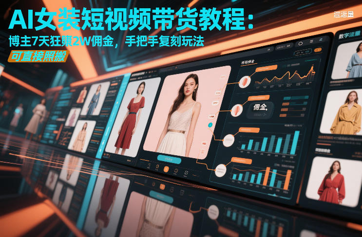 AI女装短视频带货教程:博主7天狂賺2W佣金,手把手复刻玩法,可直接照搬-尤课网创