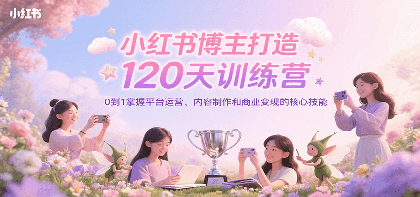 小红书博主打造120天训练营，0到1掌握平台运营、内容制作和商业变现-尤课网创