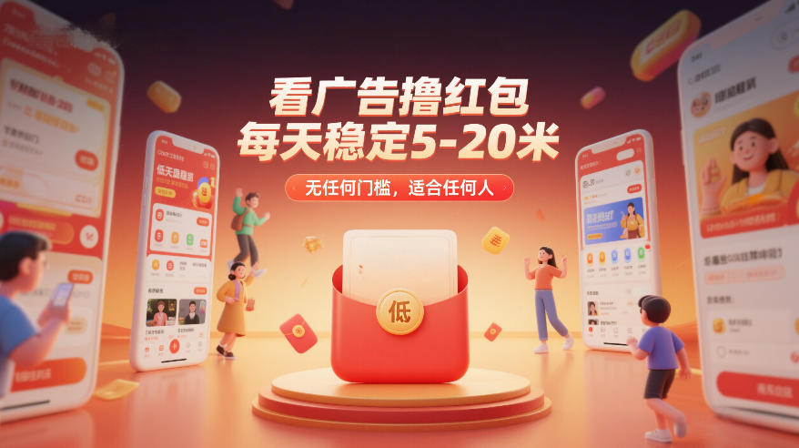 看广告撸红包，每天稳定5-20米，无任何门槛，适合任何人-尤课网创