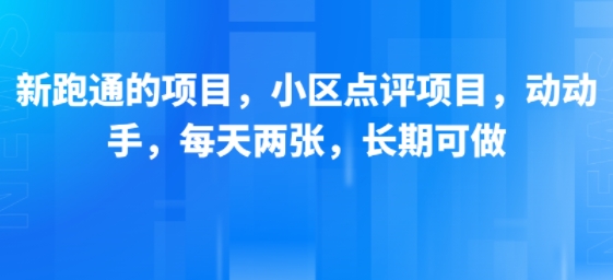 新跑通的项目，小区点评项目，动动手，每天两张，长期可做-尤课网创