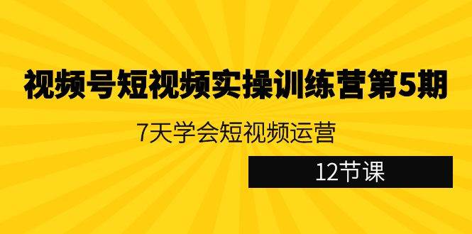 视频号短视频实操训练营第5期：7天学会短视频运营（12节课）-尤课网创