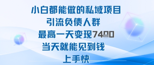 2025年小白都能做的私域项目引流负债人群最高一天变现1k+高变现难度低当天就能见到钱上手快-尤课网创