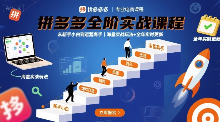 拼多多全阶实战课程，从新手小白到运营高手，海量实战玩法+全年实时更新【2025年9月更新】-尤课网创