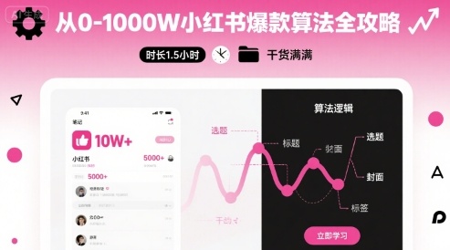 从0-1000W小红书爆款算法全攻略，时长1.5小时，干货满满-尤课网创