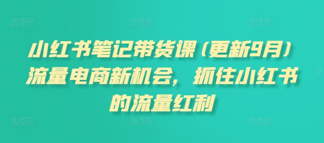 小红书笔记带货课(更新25年4月)流量电商新机会，抓住小红书的流量红利-尤课网创