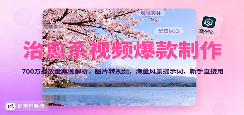 治愈系视频爆款制作，700万播放量案例解析，图片转视频，海量风景提示词，新手直接用-尤课网创