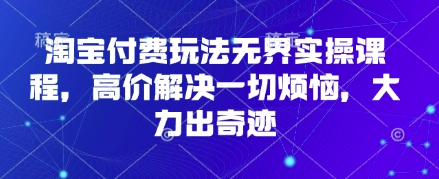 淘宝付费玩法无界实操课程，高价解决一切烦恼，大力出奇迹-尤课网创